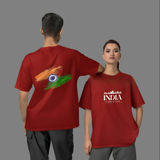 Unisex Basic T-Shirt | "India: My Pride" Edition -Maroon