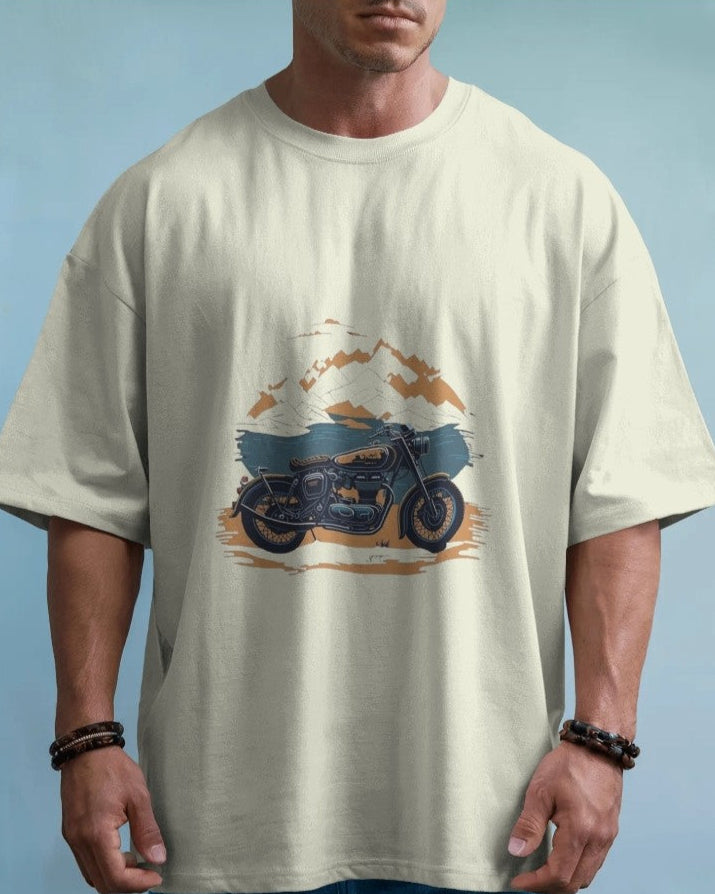 Oversized T-Shirt – "Ride Beyond" Edition - Beige