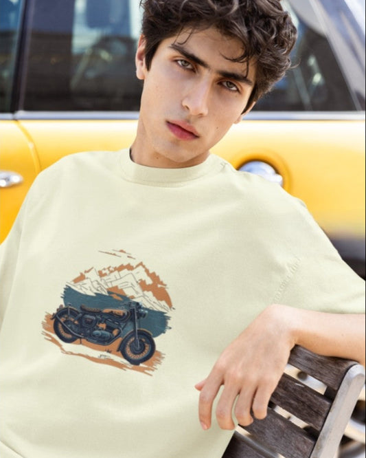 Oversized T-Shirt – "Ride Beyond" Edition - Beige