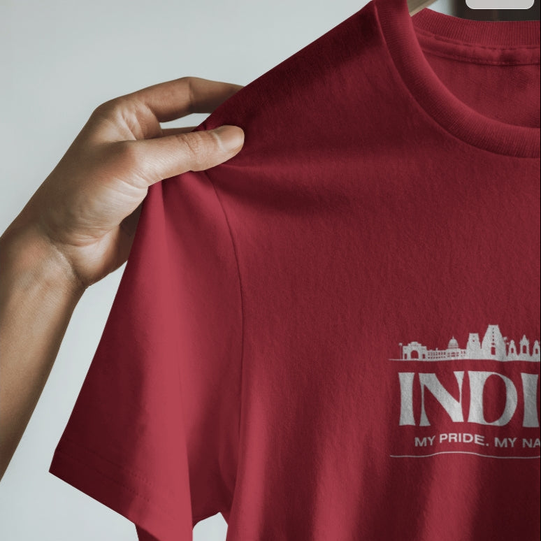 Unisex Basic T-Shirt | "India: My Pride" Edition -Maroon