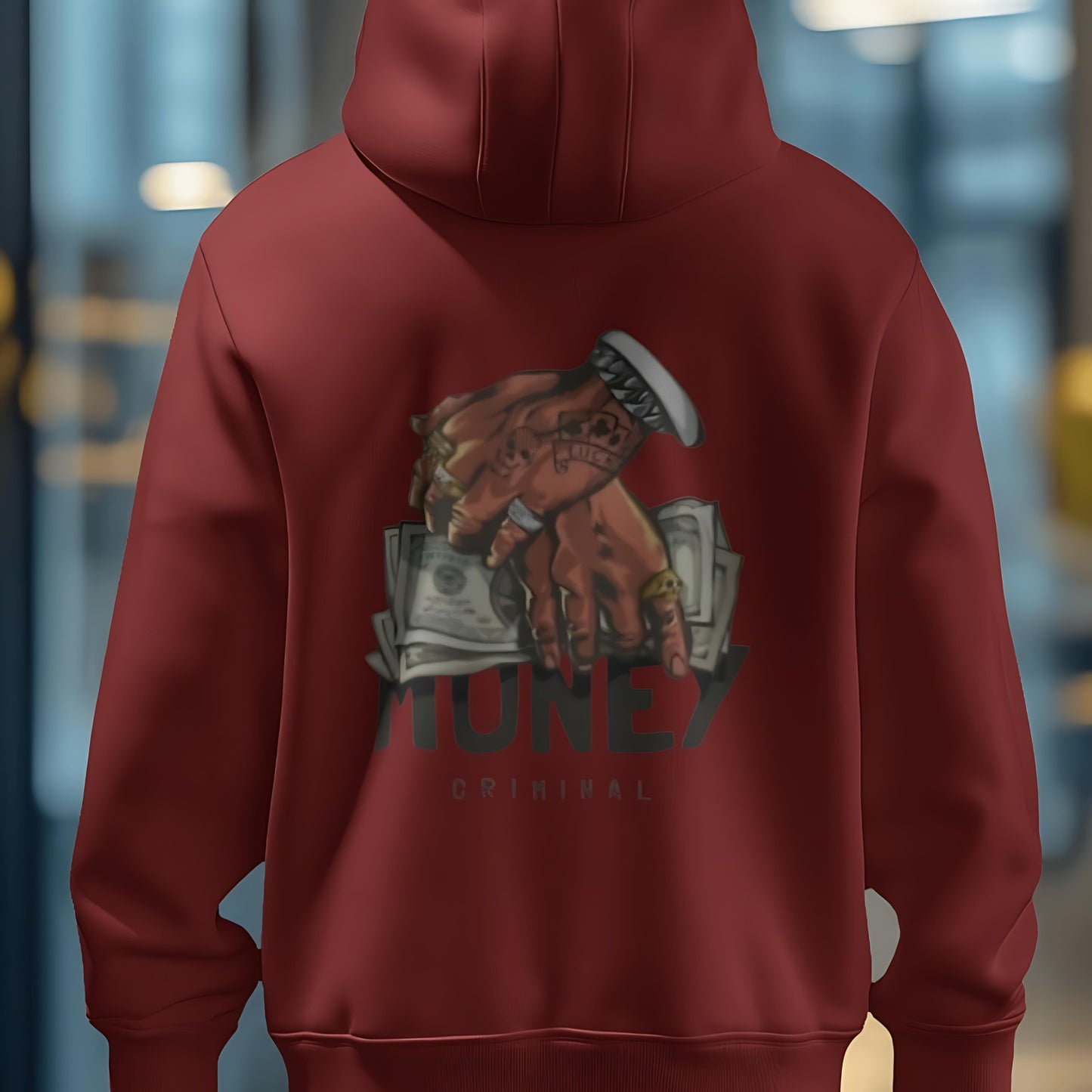 Oversized Hoodie | "Criminal Money" Edition – Maroon